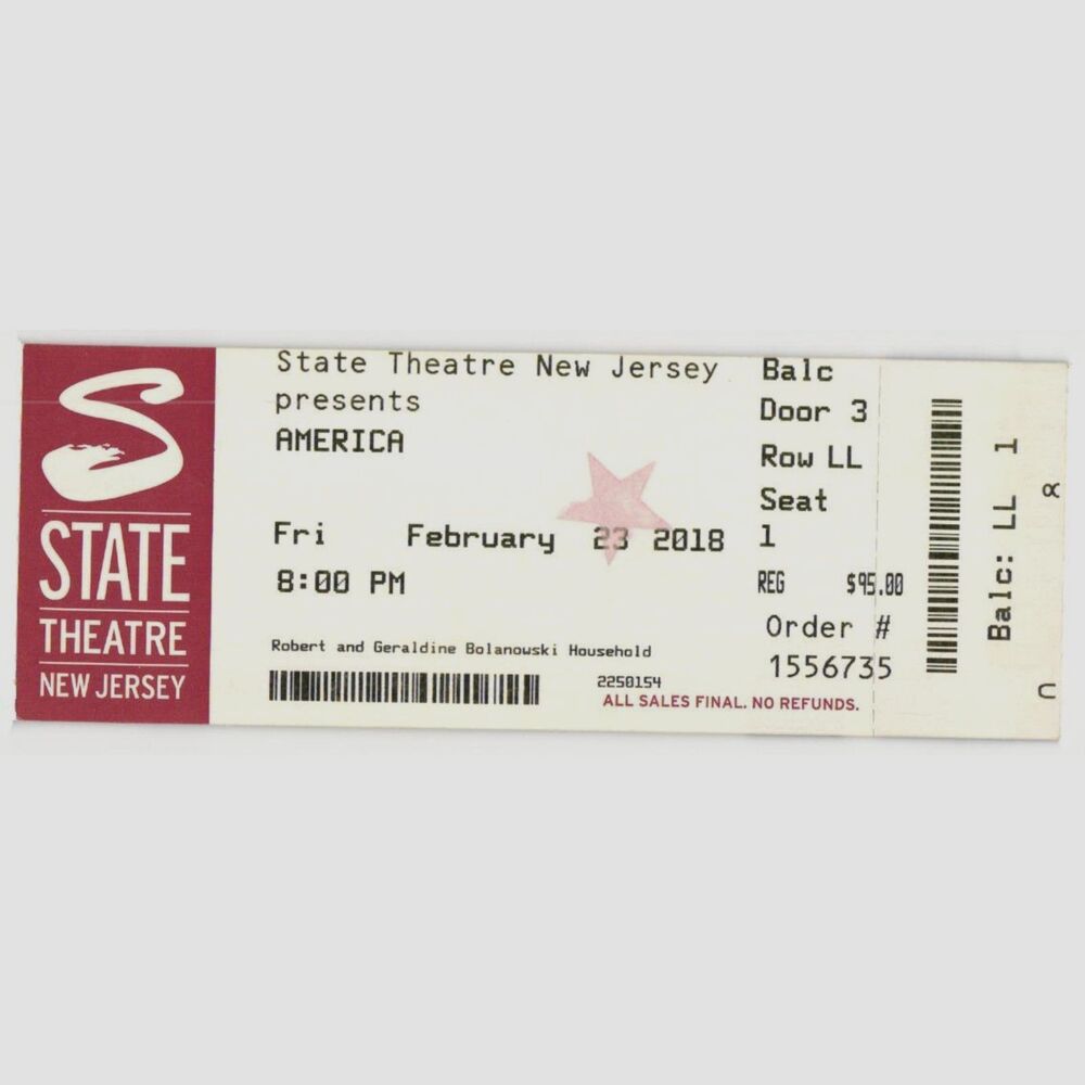 2018 America Concert Ticket Stub New Brunswick NJ